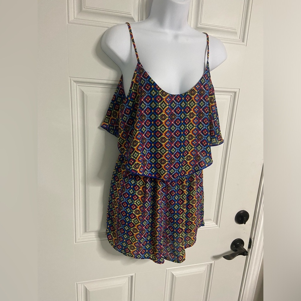 8- ESPRESSO MultiColor Geometric Romper - Picture 2 of 7